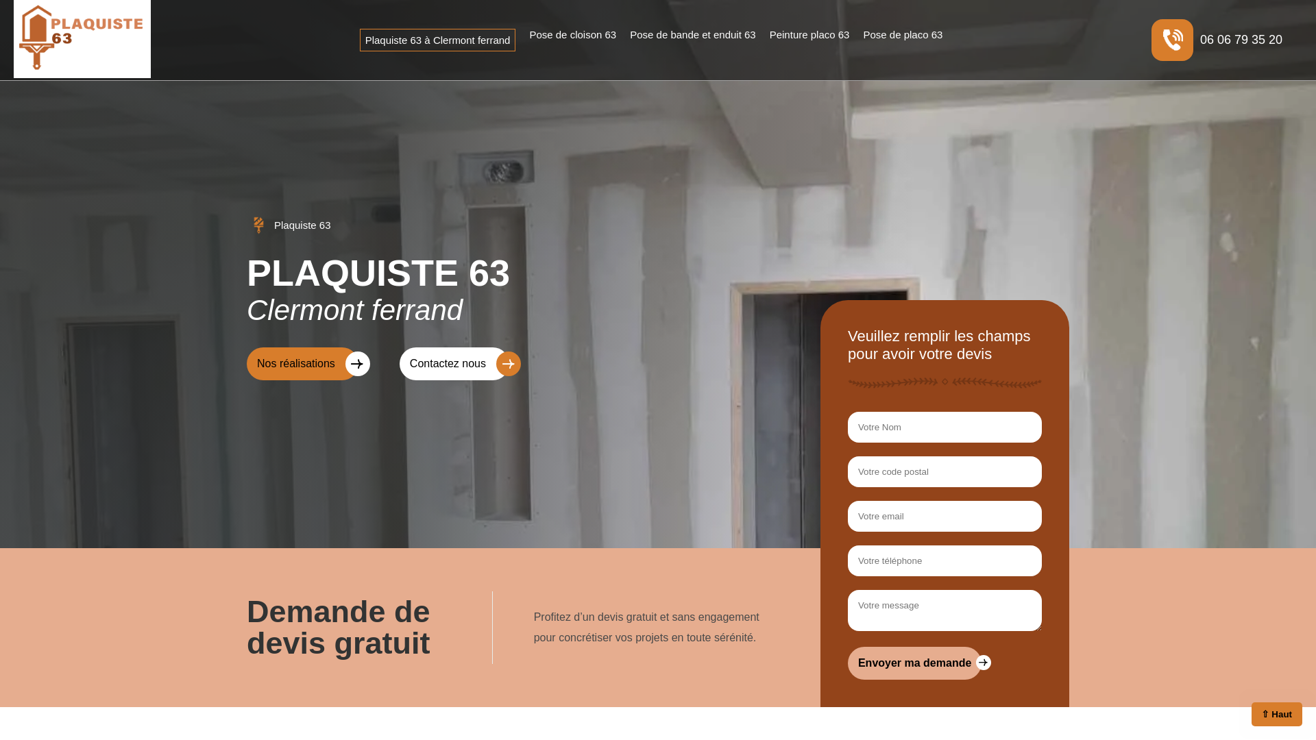 website screenshot of https://plaquiste-63.fr