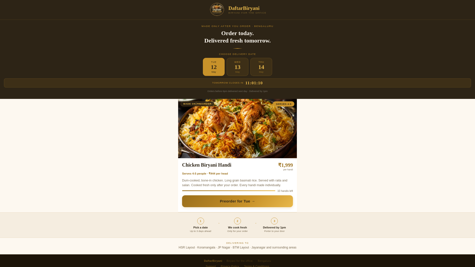website screenshot of https://daftarbiryani.com/