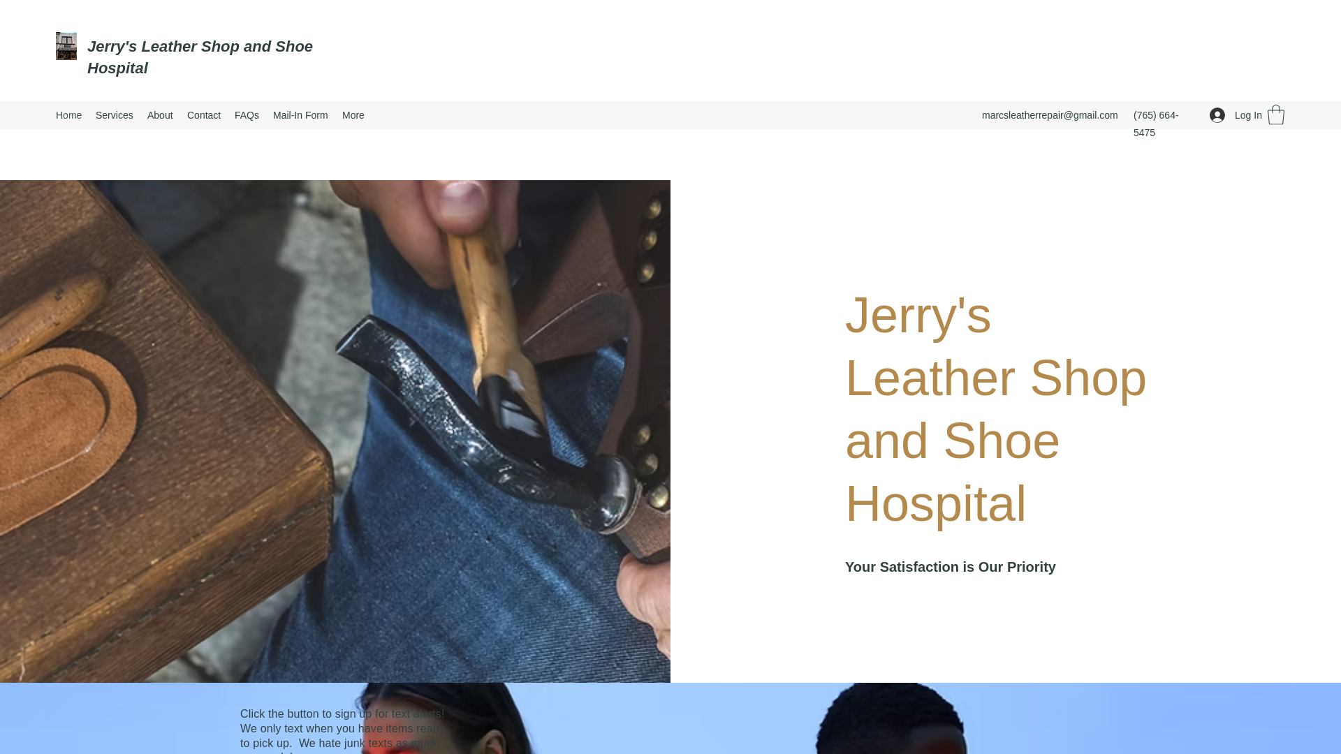 website screenshot of https://jerrysleathershop.biz
