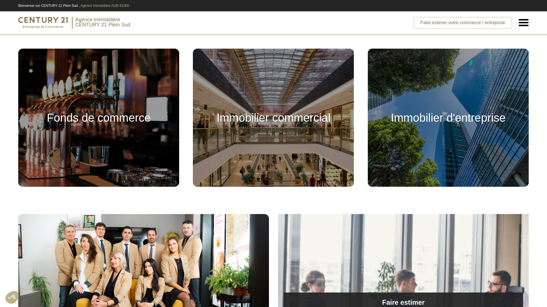 website screenshot of https://century21-plein-sud-commerce.com