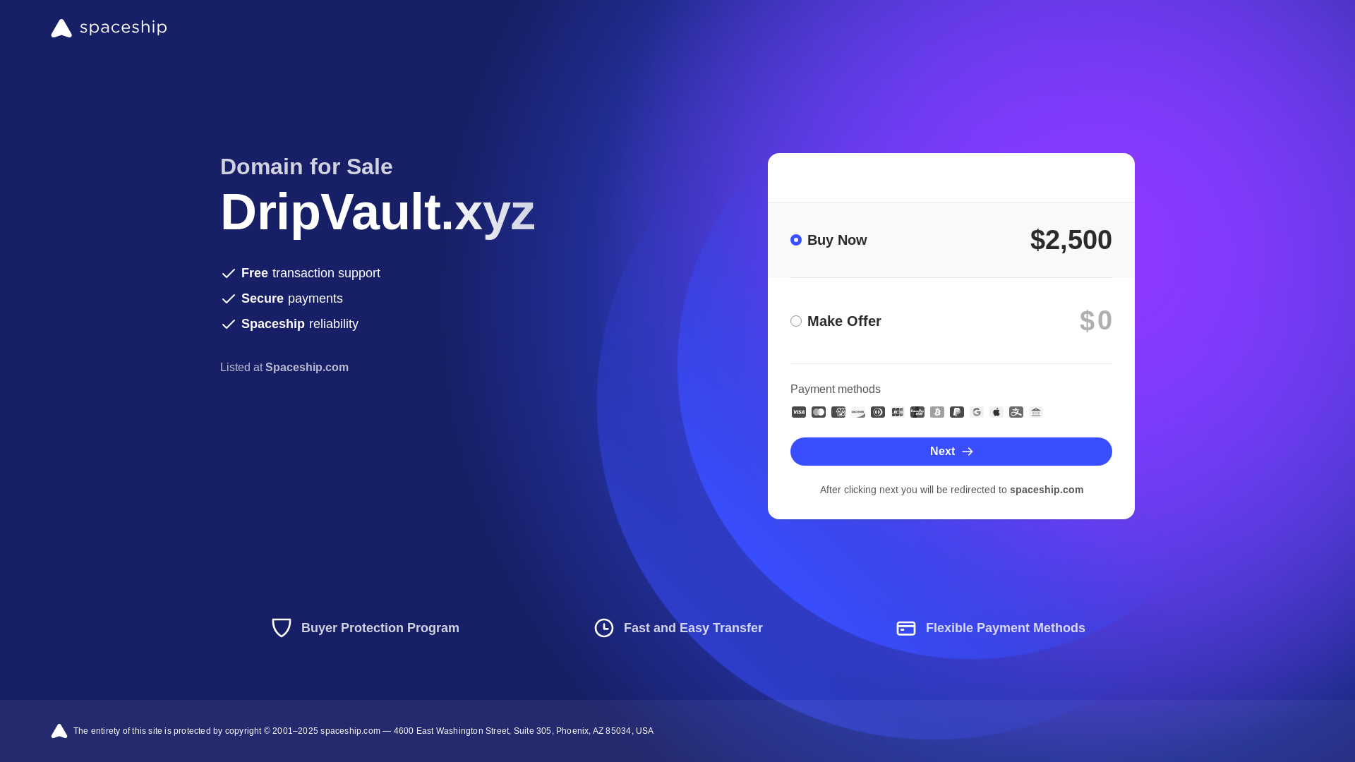 website screenshot of https://dripvault.xyz/