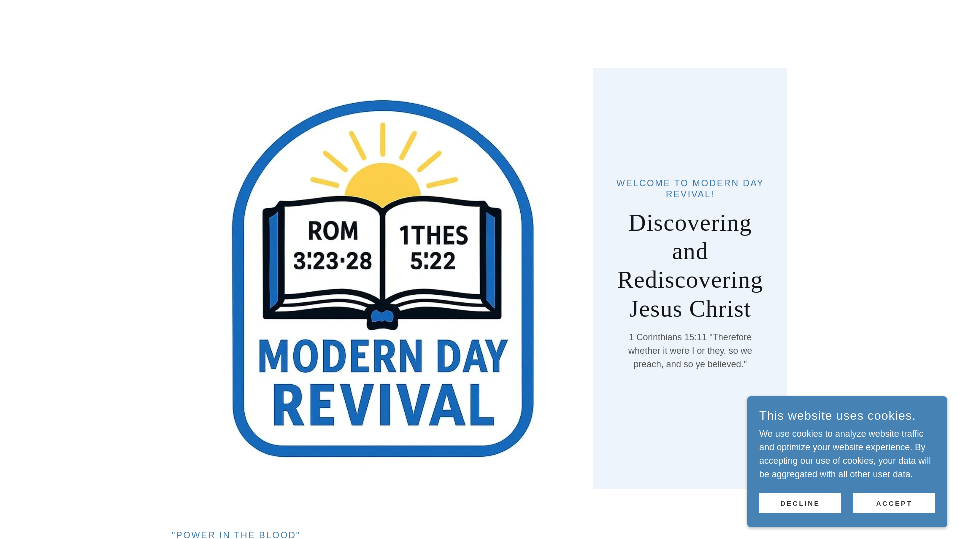 website screenshot of https://moderndayrevivaluniverse.com/