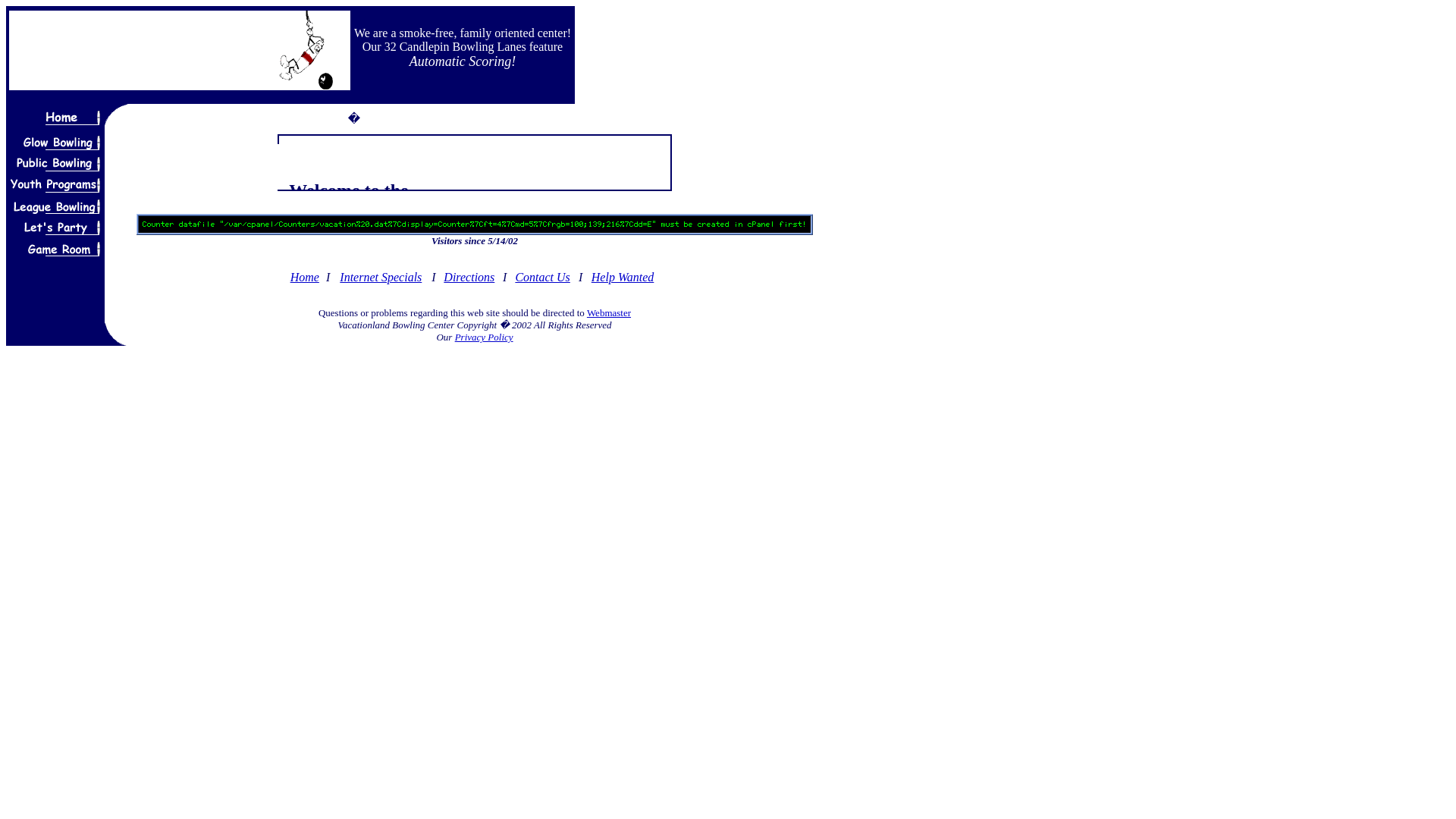 website screenshot of https://vacationlandbowling.pages.dev/