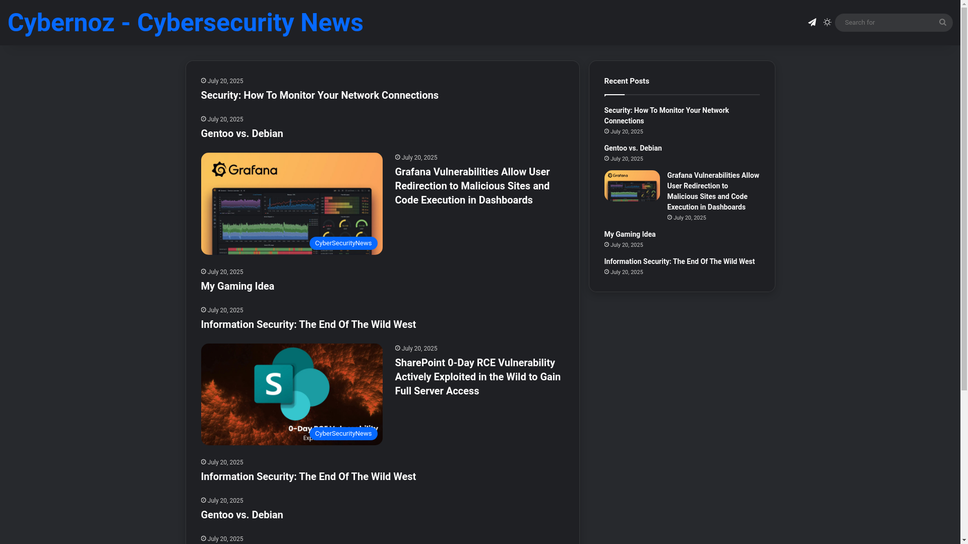 website screenshot of https://cybernoz.com/