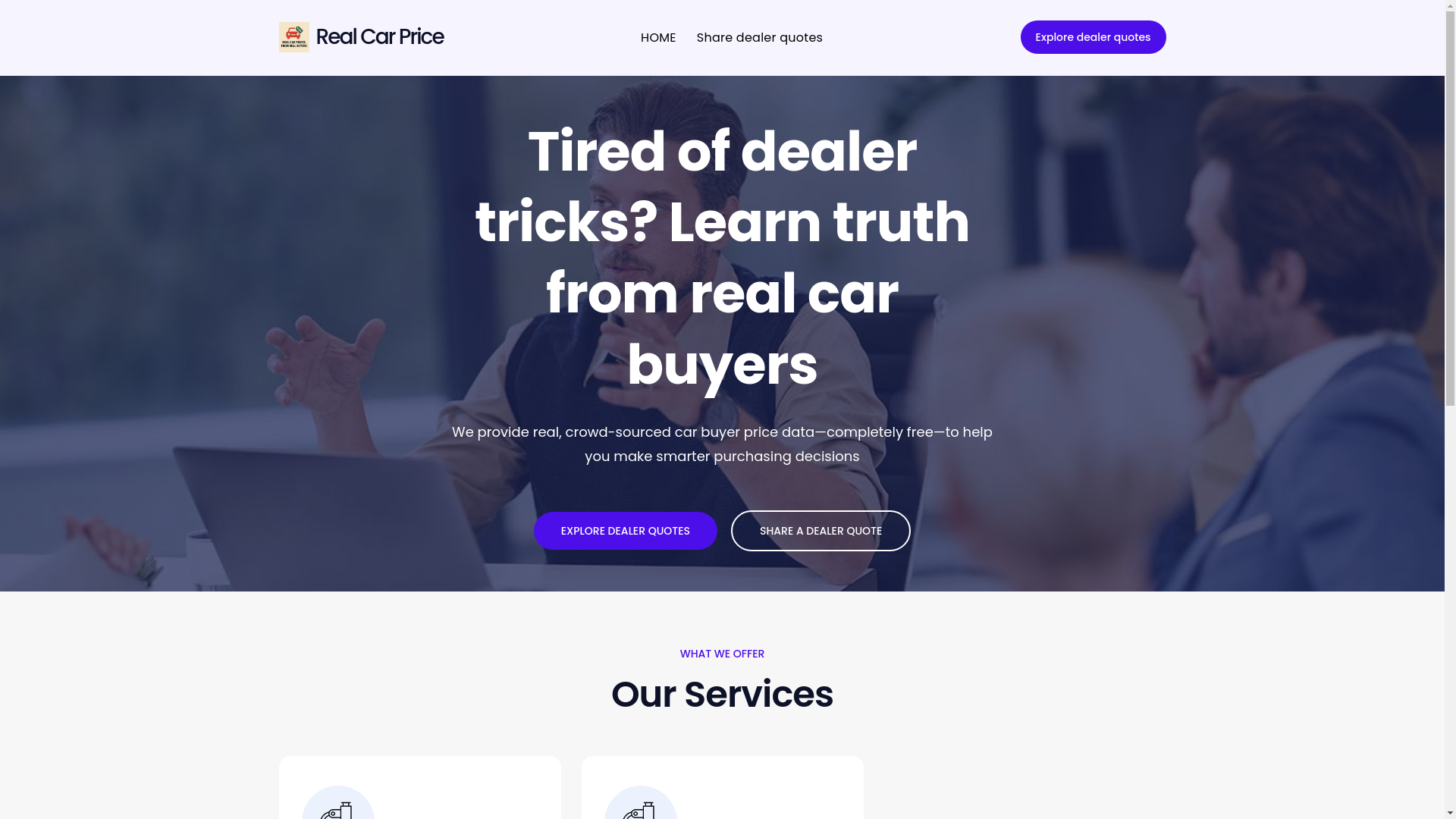 website screenshot of https://realcarprice.fyi/