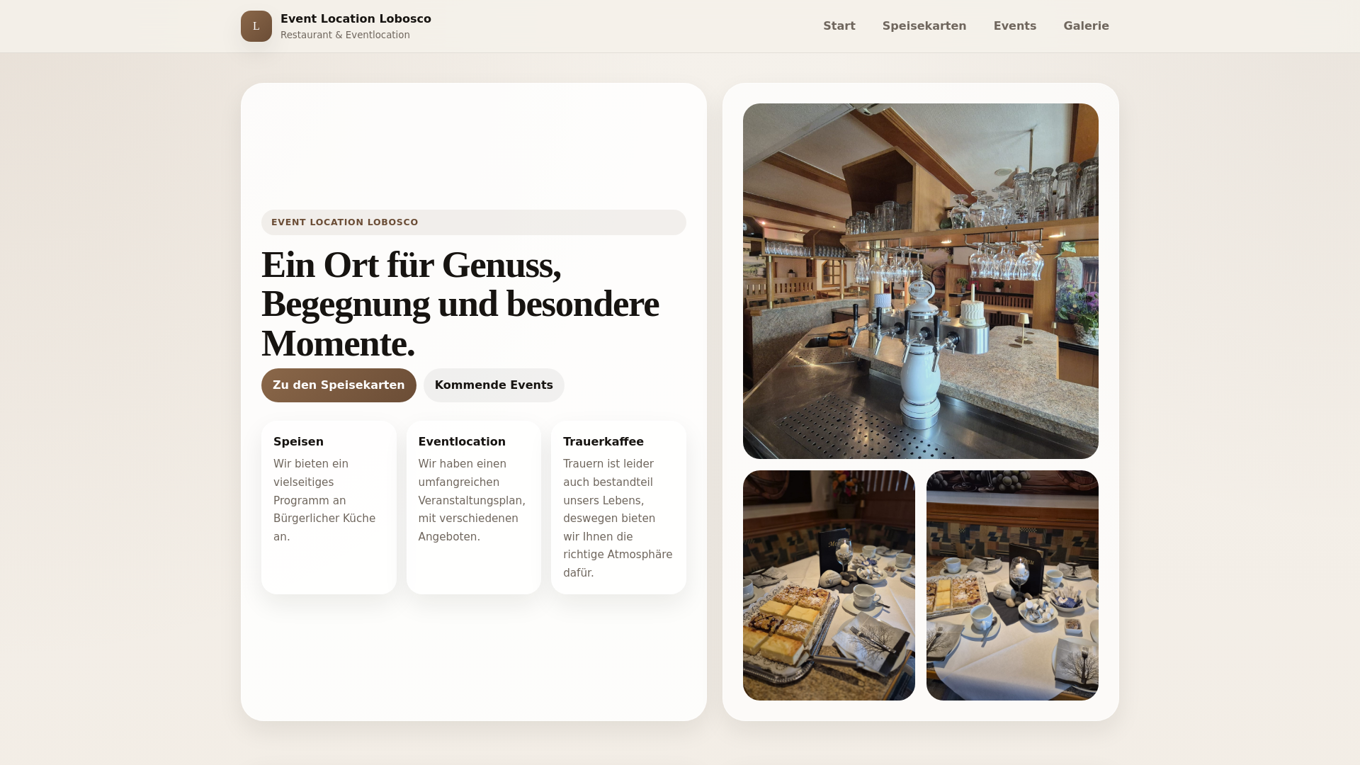 website screenshot of https://event-location-lobosco.de