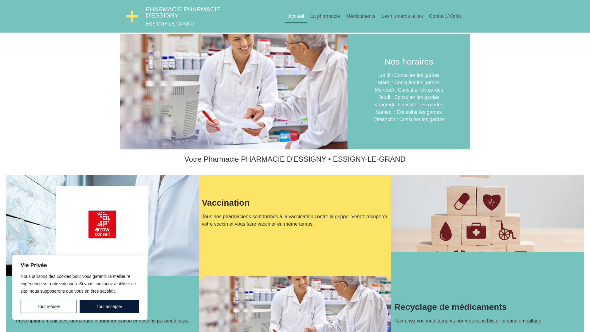 website screenshot of https://pharmacie-essigny.fr/