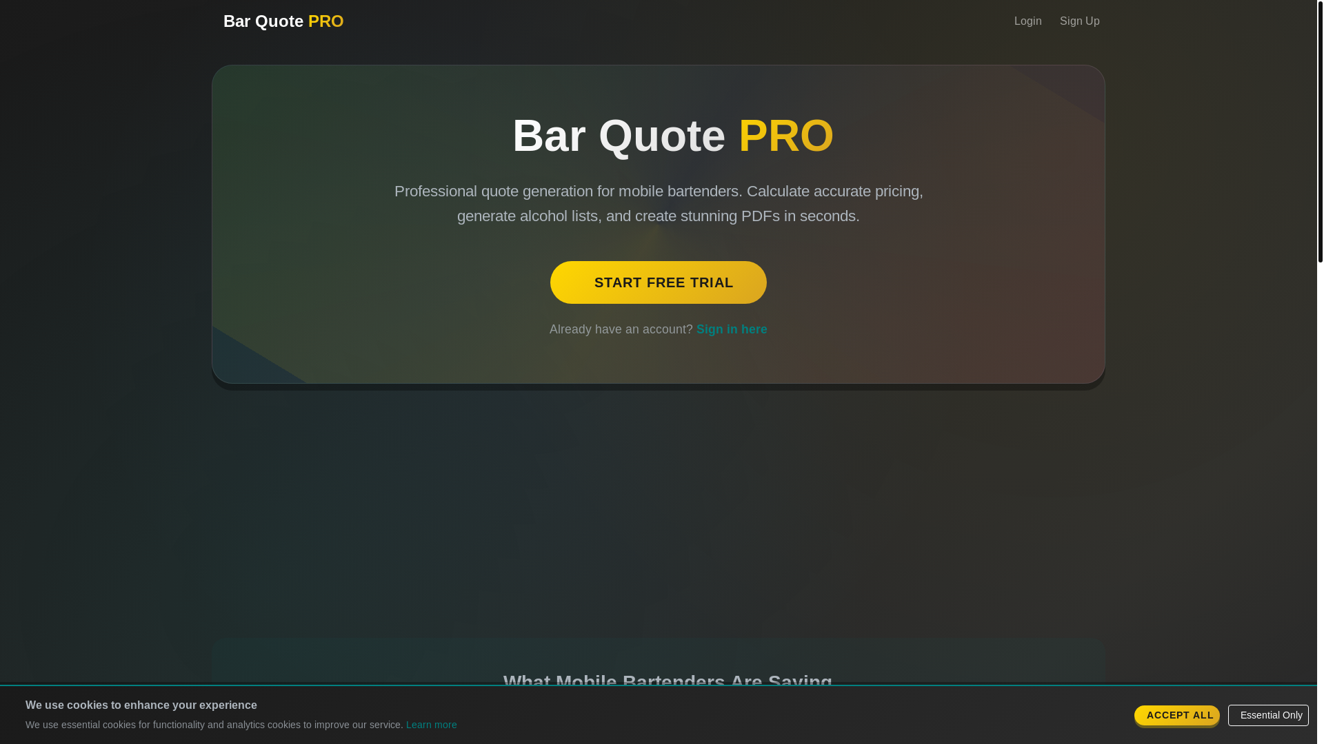 website screenshot of https://barquote.pro/