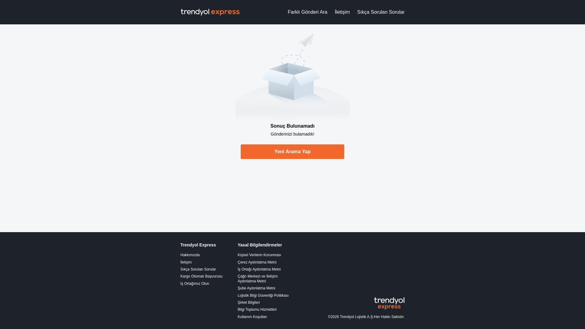 website screenshot of https://kargotakip.trendyol.com