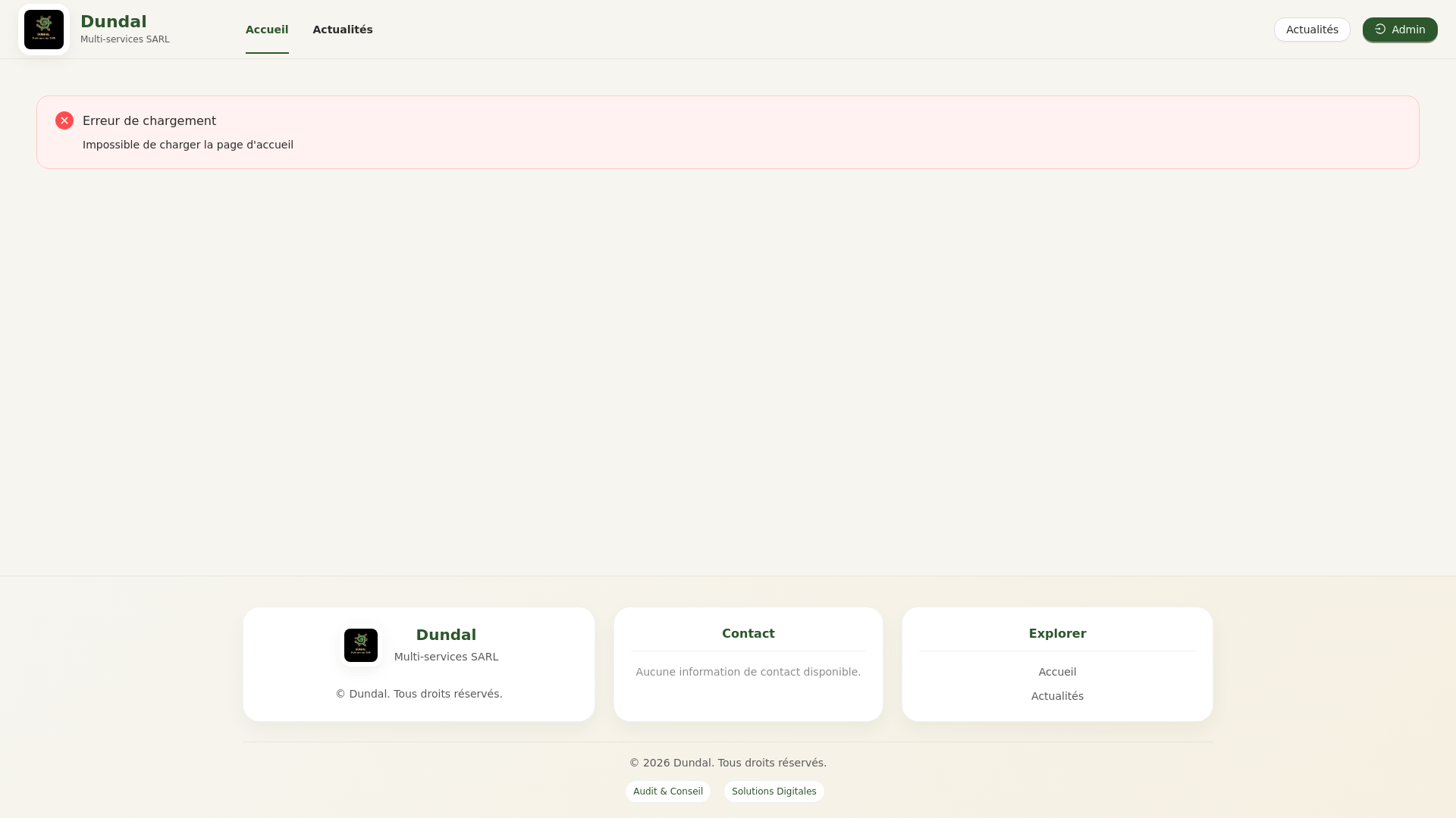 website screenshot of https://dundal-multiservices.com/