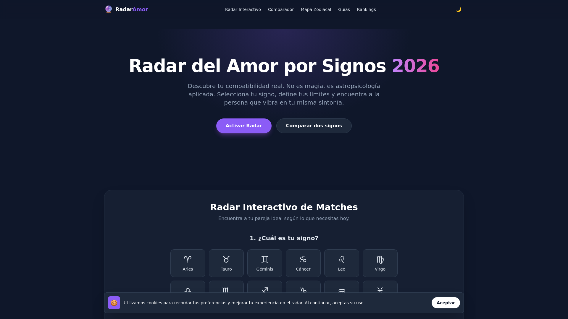 website screenshot of https://radardelamorzodiacal.blog/