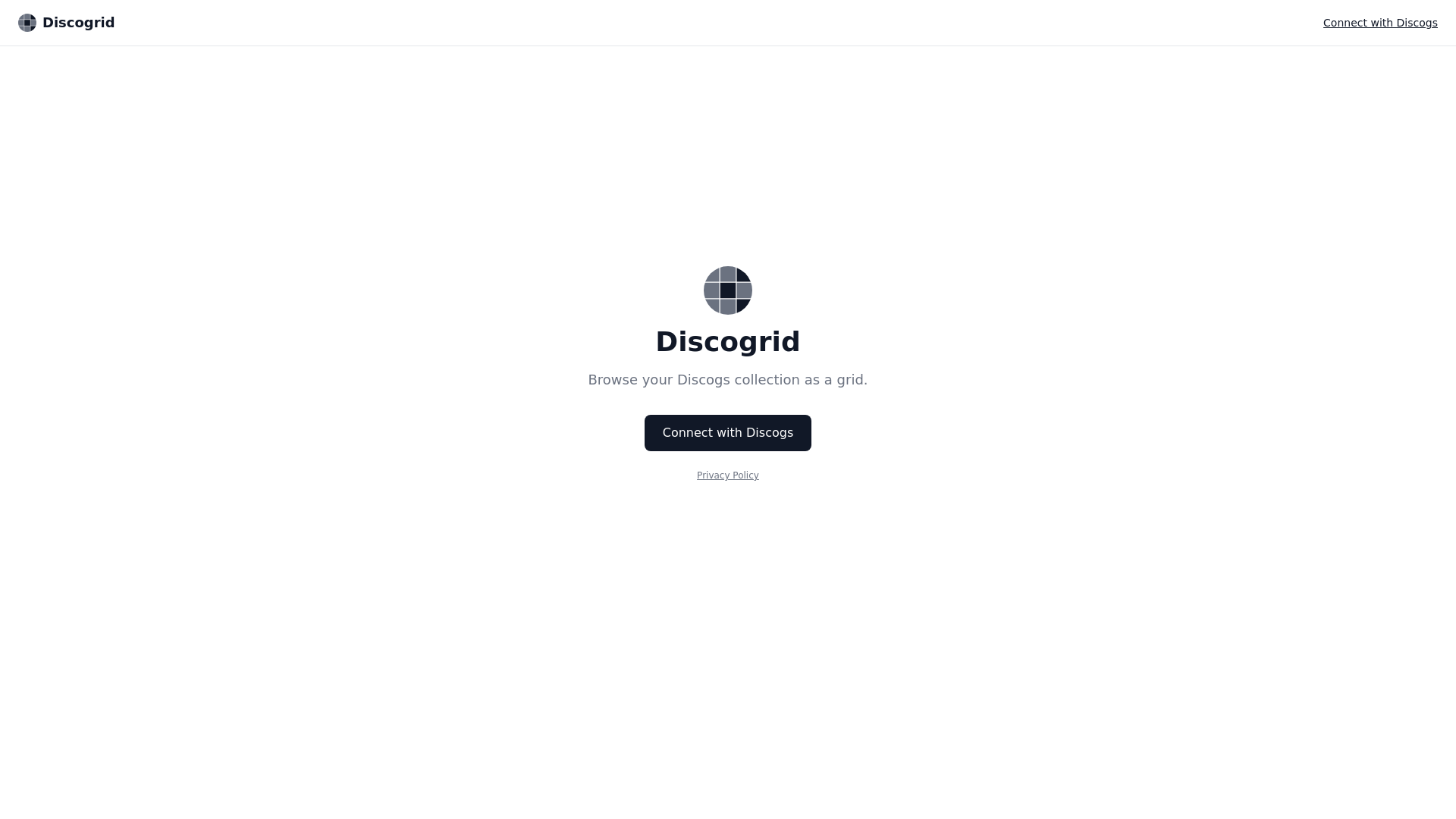 website screenshot of https://discogrid.net/
