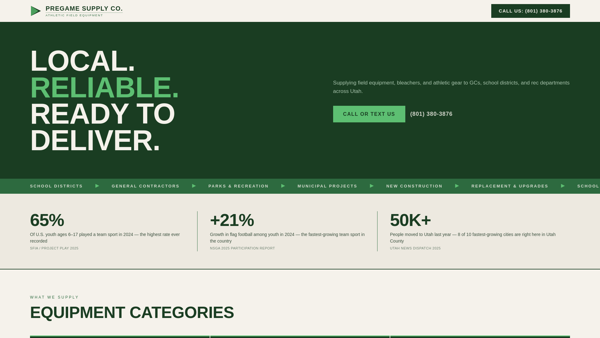 website screenshot of https://pregamesupplyco.com