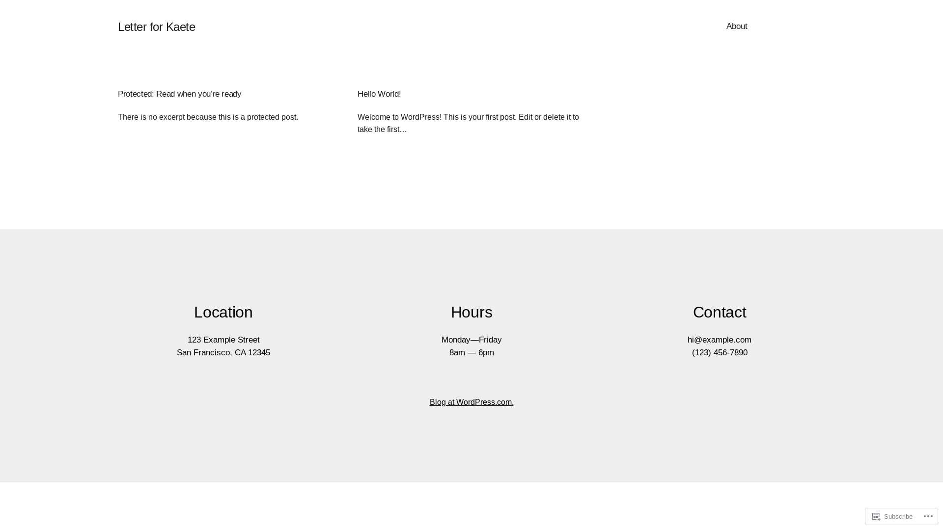 website screenshot of https://letterforkaete.com/