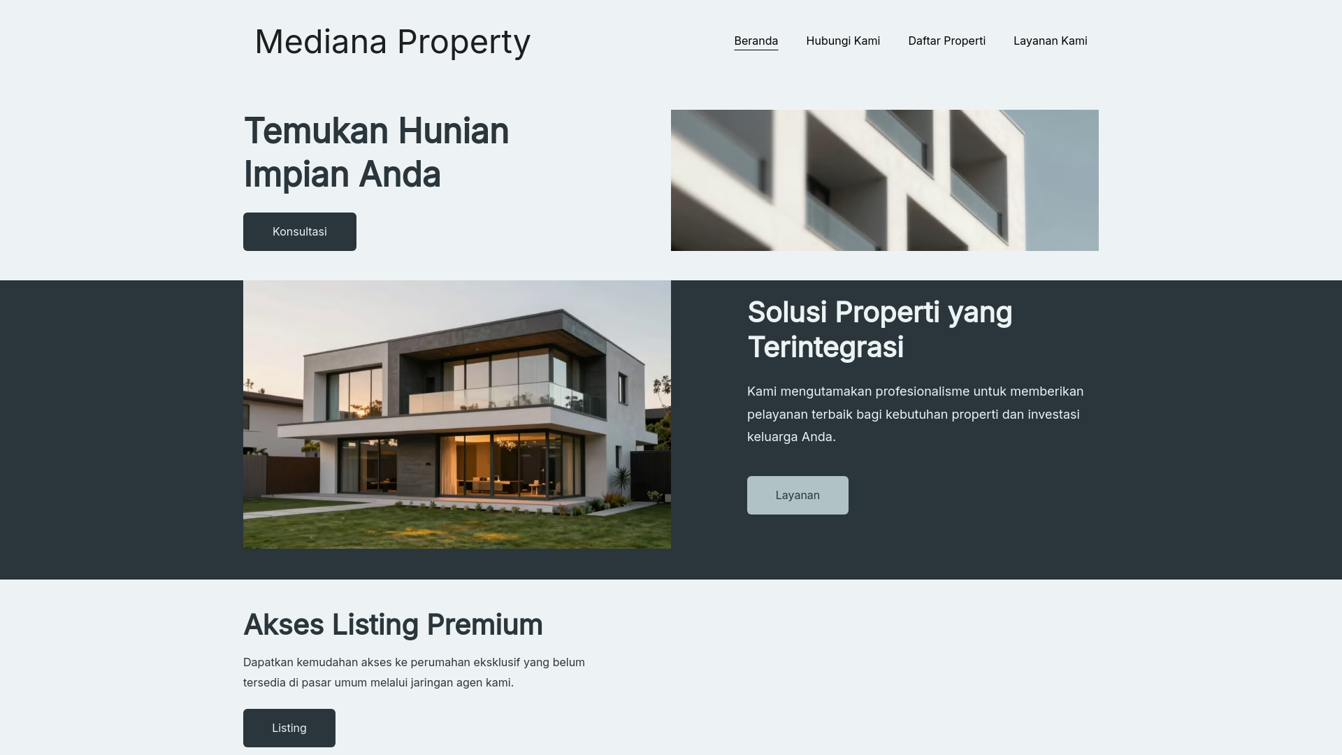 website screenshot of https://medianaproperty.com