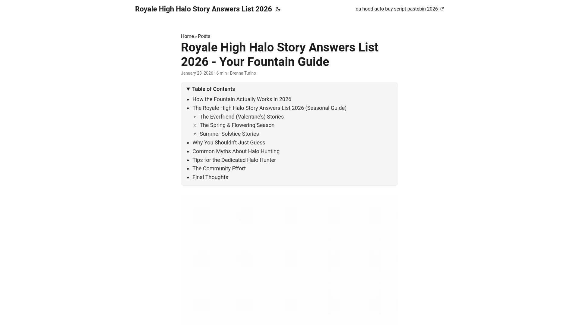 website screenshot of https://royalehighhalostoryanswerslist2026.pages.dev/