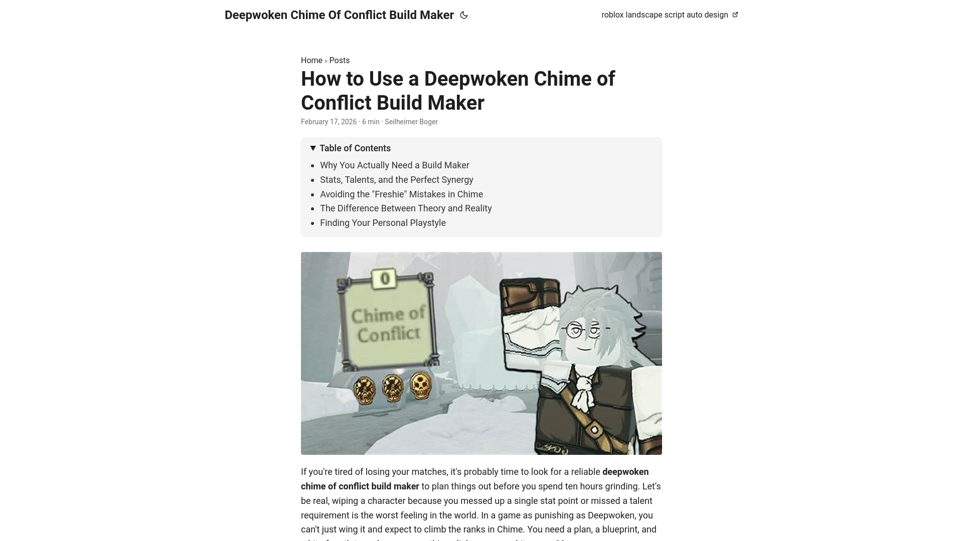 website screenshot of https://deepwoken-chime-of-conflict-build-maker.pages.dev/