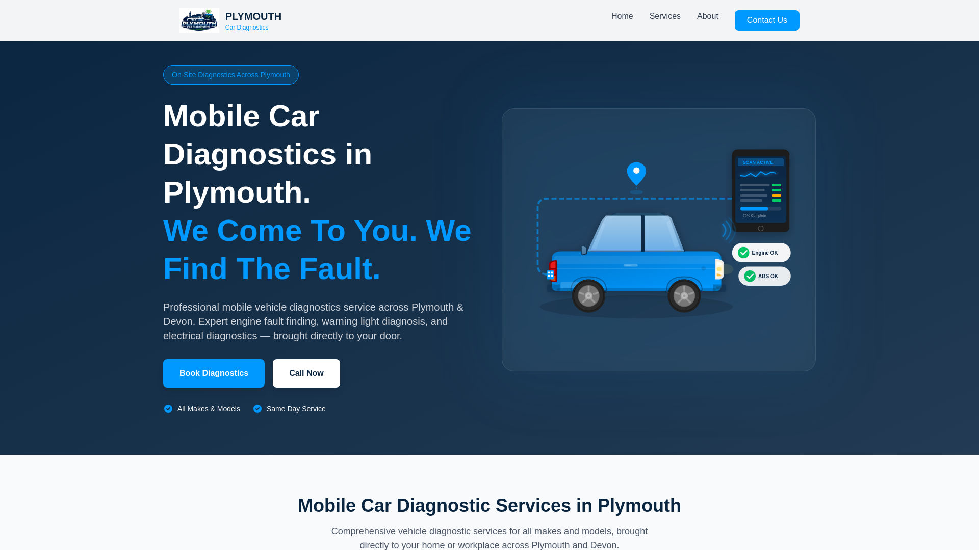 website screenshot of https://plymouthcardiagnostics.co.uk/