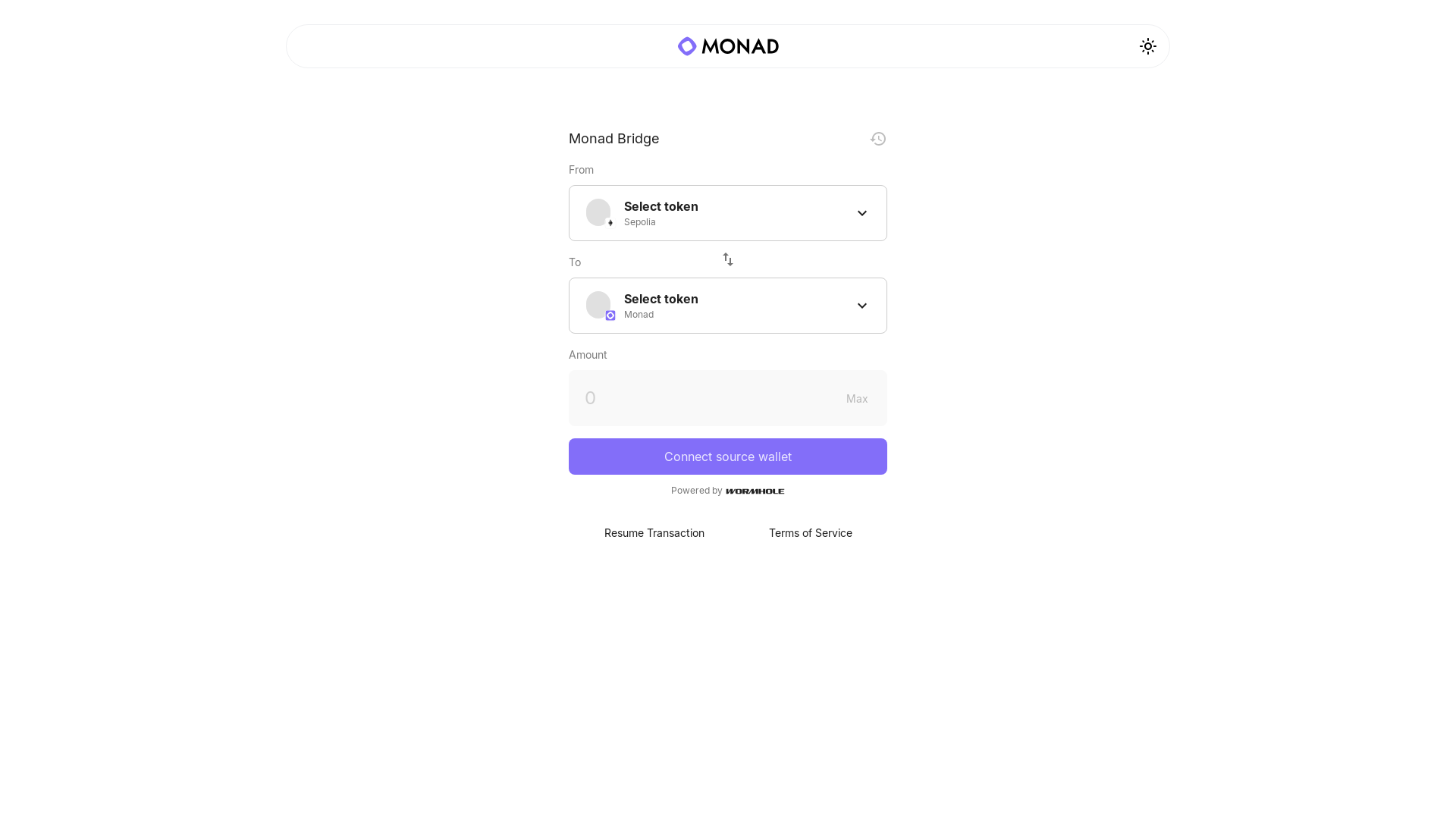 website screenshot of https://monad-bridge-staging.pages.dev/