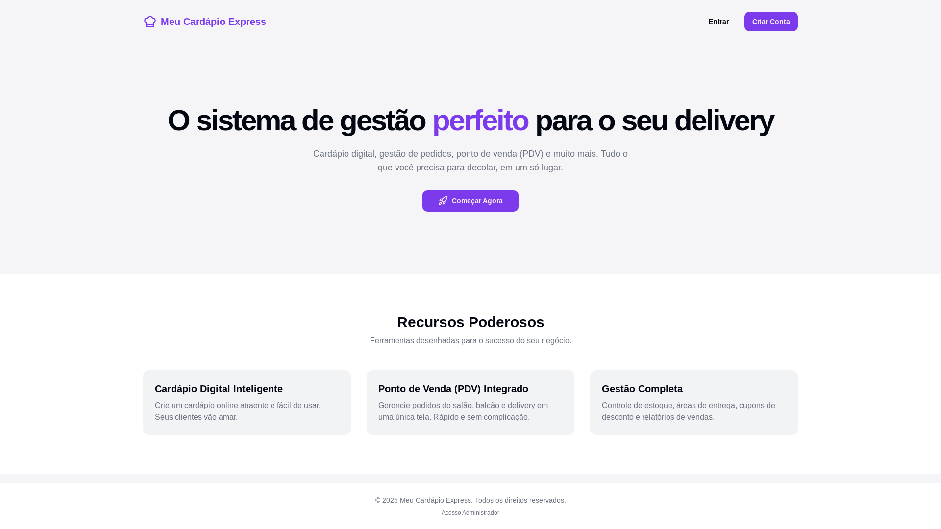 website screenshot of https://meucardapioexpress.com.br/