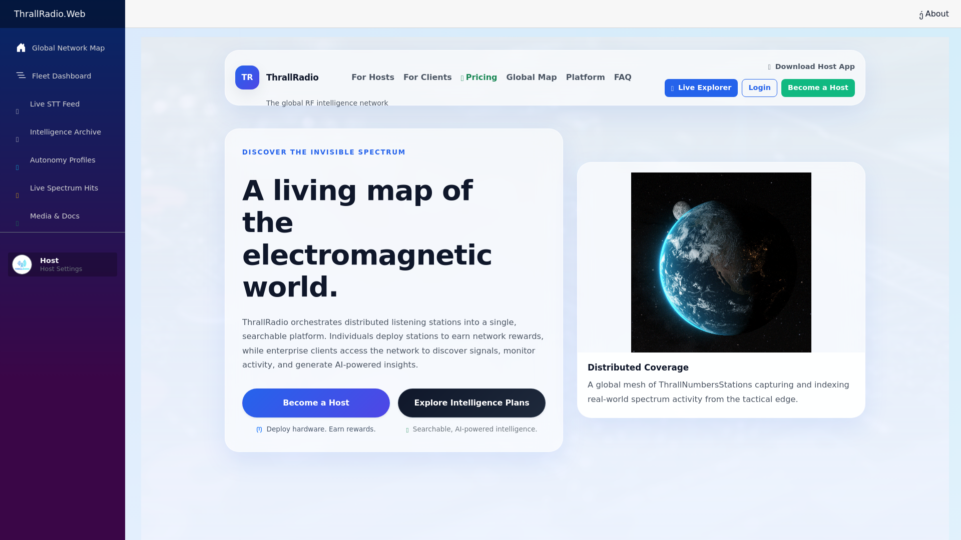 website screenshot of https://thrallradio.net/
