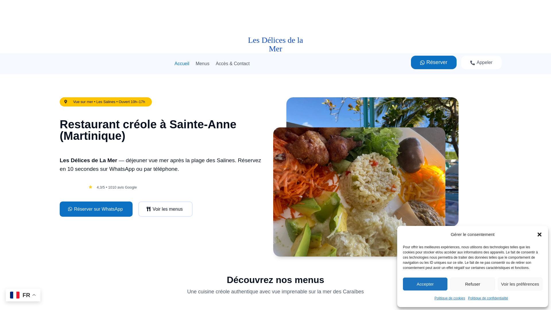 website screenshot of https://delicesdelamer-martinique.fr