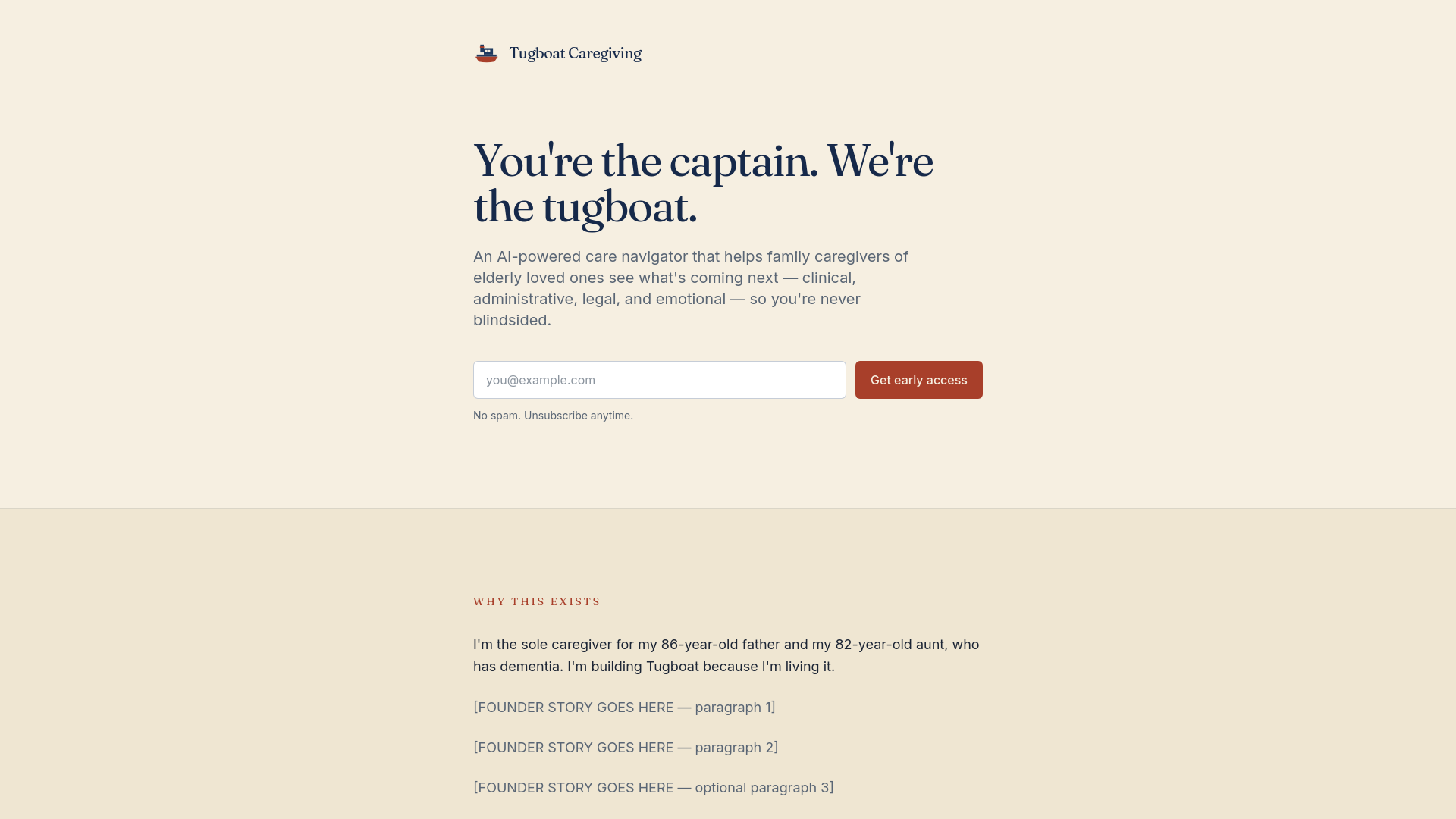 website screenshot of https://tugboatcaregiving.com/