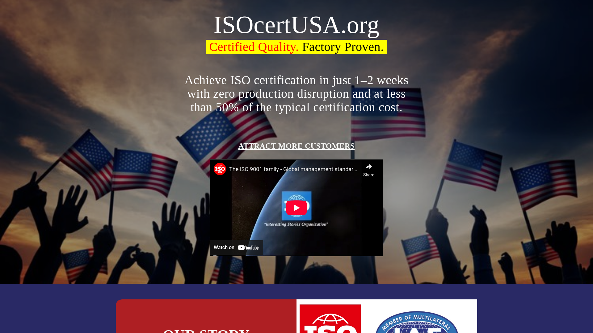 website screenshot of https://isocertusa.org/