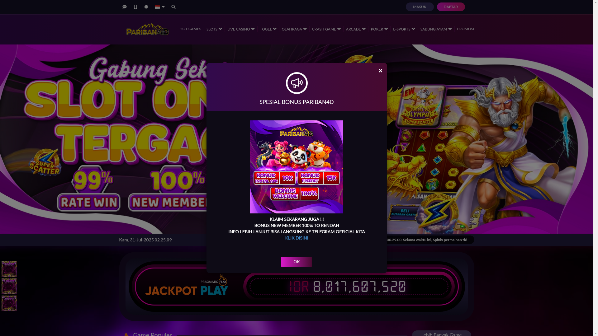 website screenshot of https://pariban4dhoki.com/