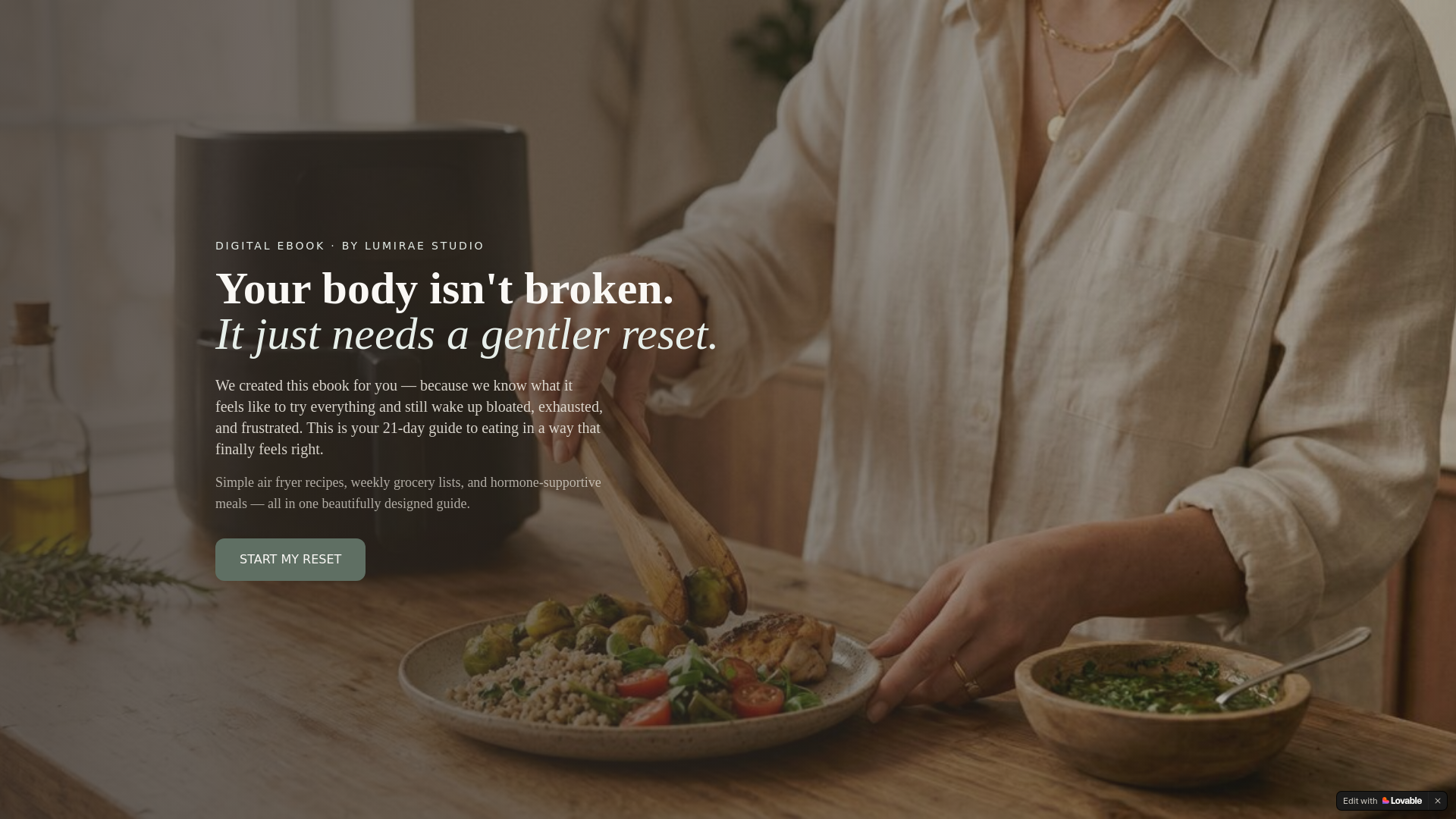 website screenshot of https://lumiraereset.com