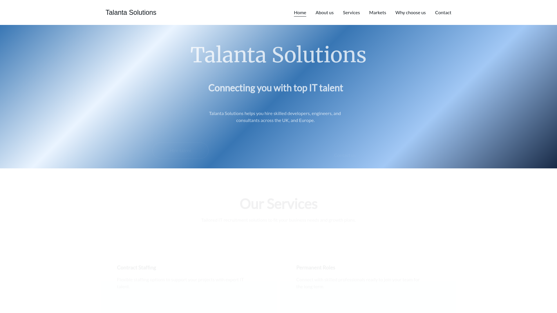 website screenshot of https://talantasolutions.com