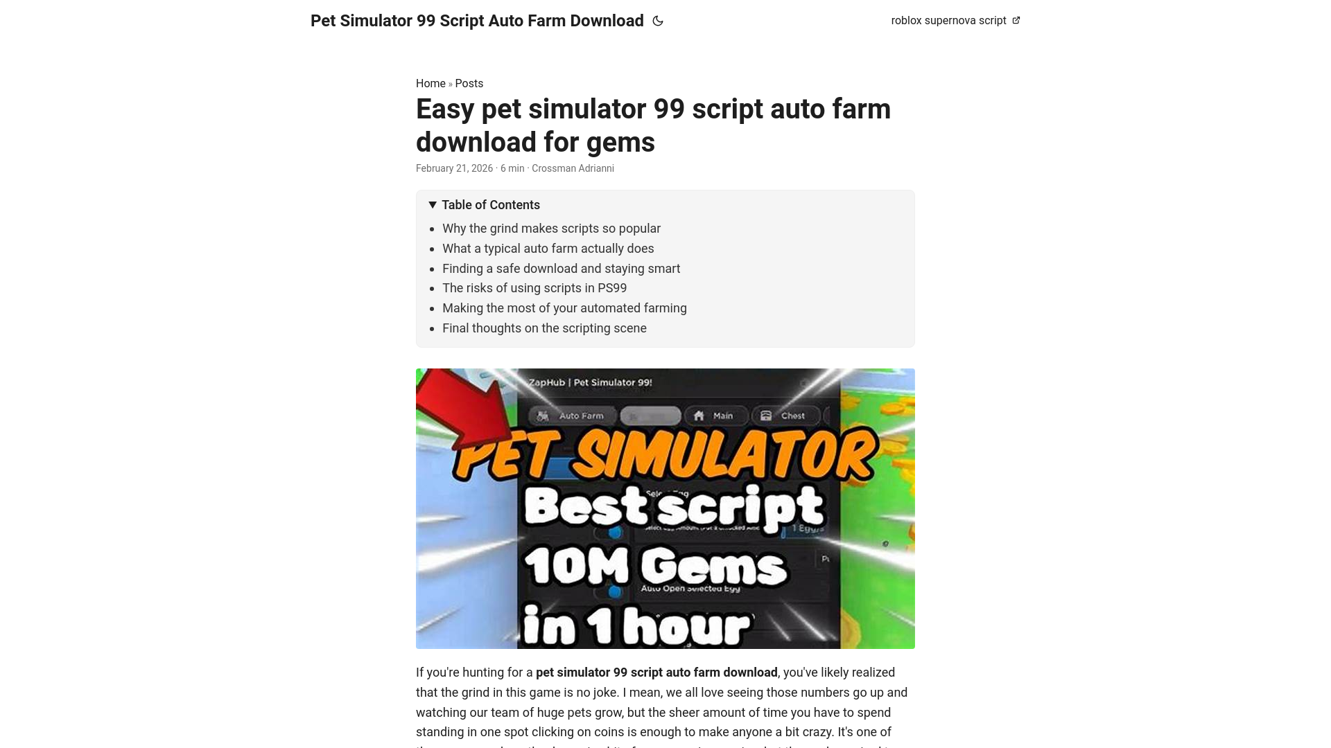 website screenshot of https://pet-simulator-99-script-auto-farm-download.pages.dev/