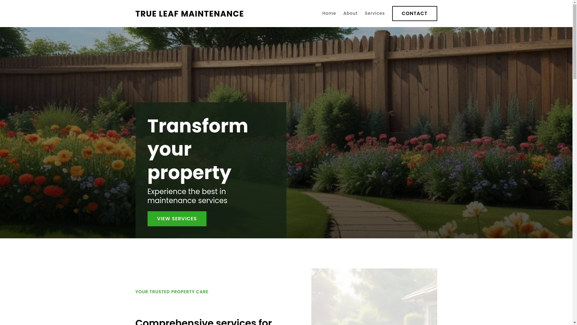website screenshot of https://trueleafmaintenance.com/