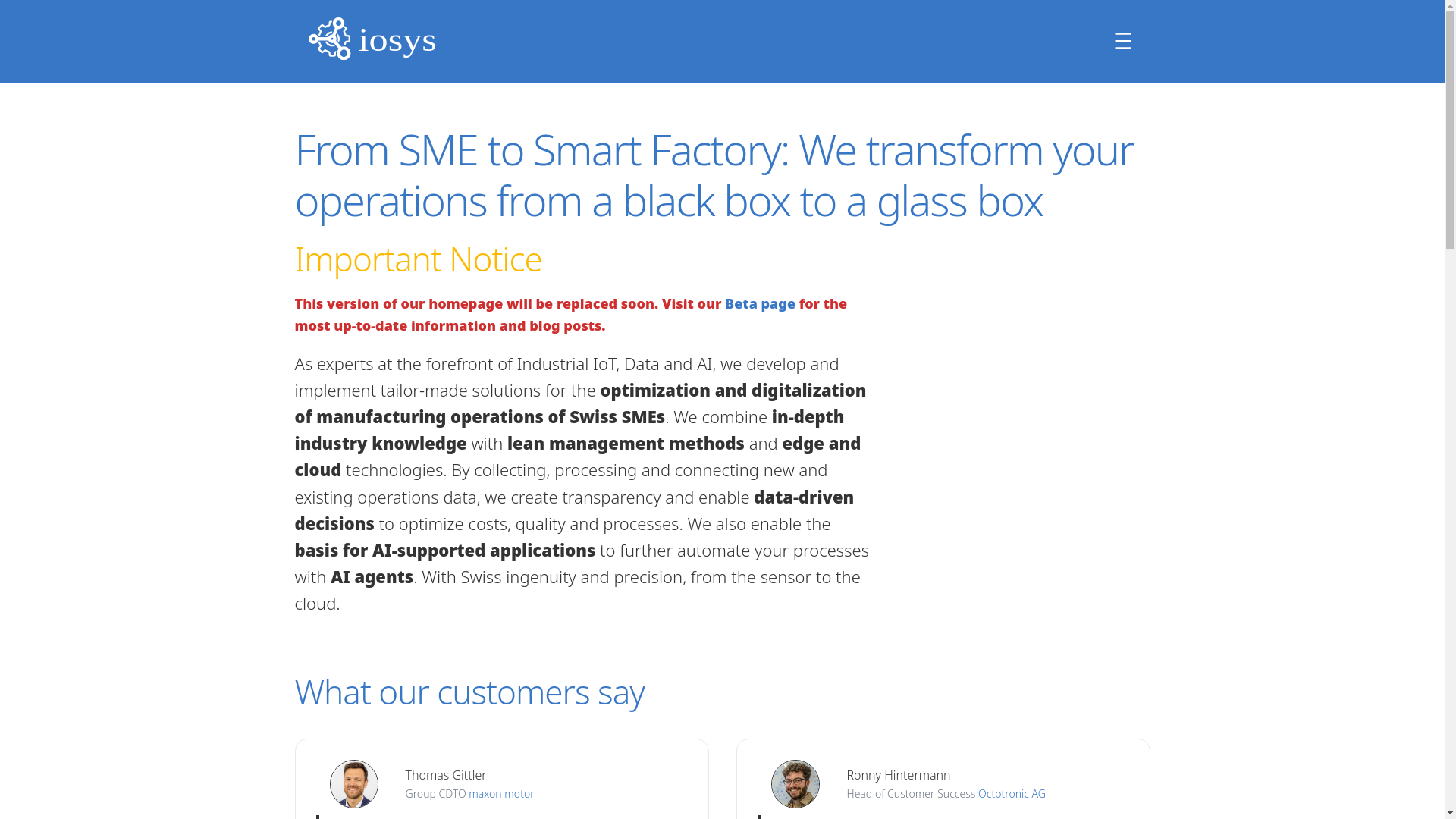 website screenshot of https://iosysdata.com/