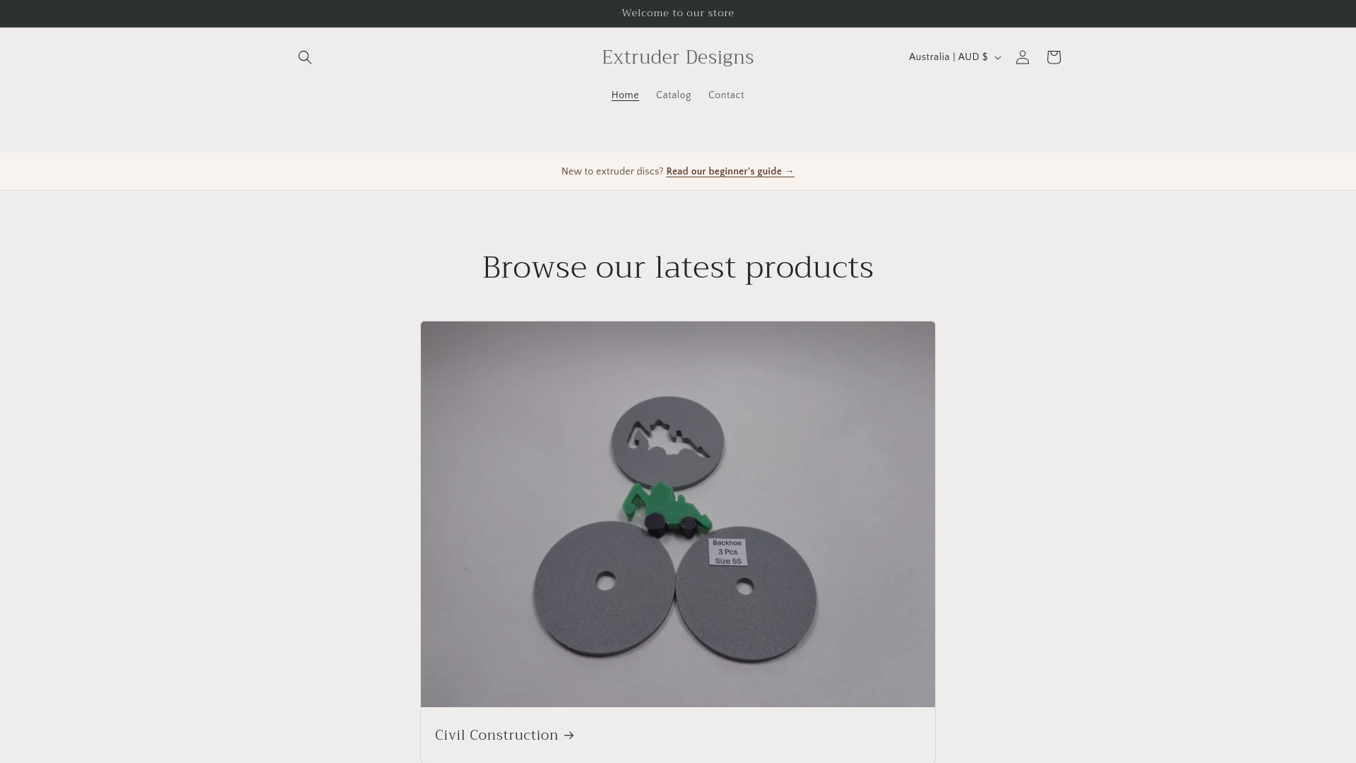 website screenshot of https://extruderdesigns.com.au
