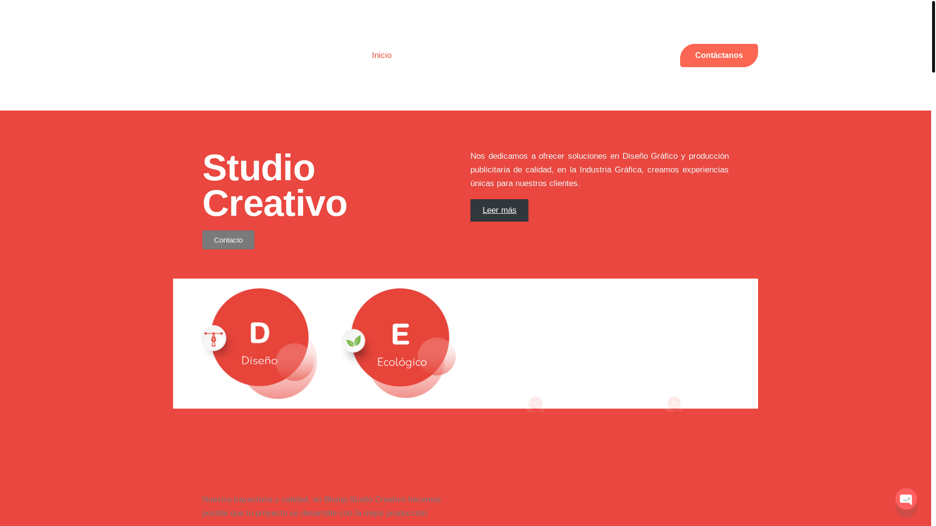 website screenshot of https://blumpstudiocreativo.com.co/