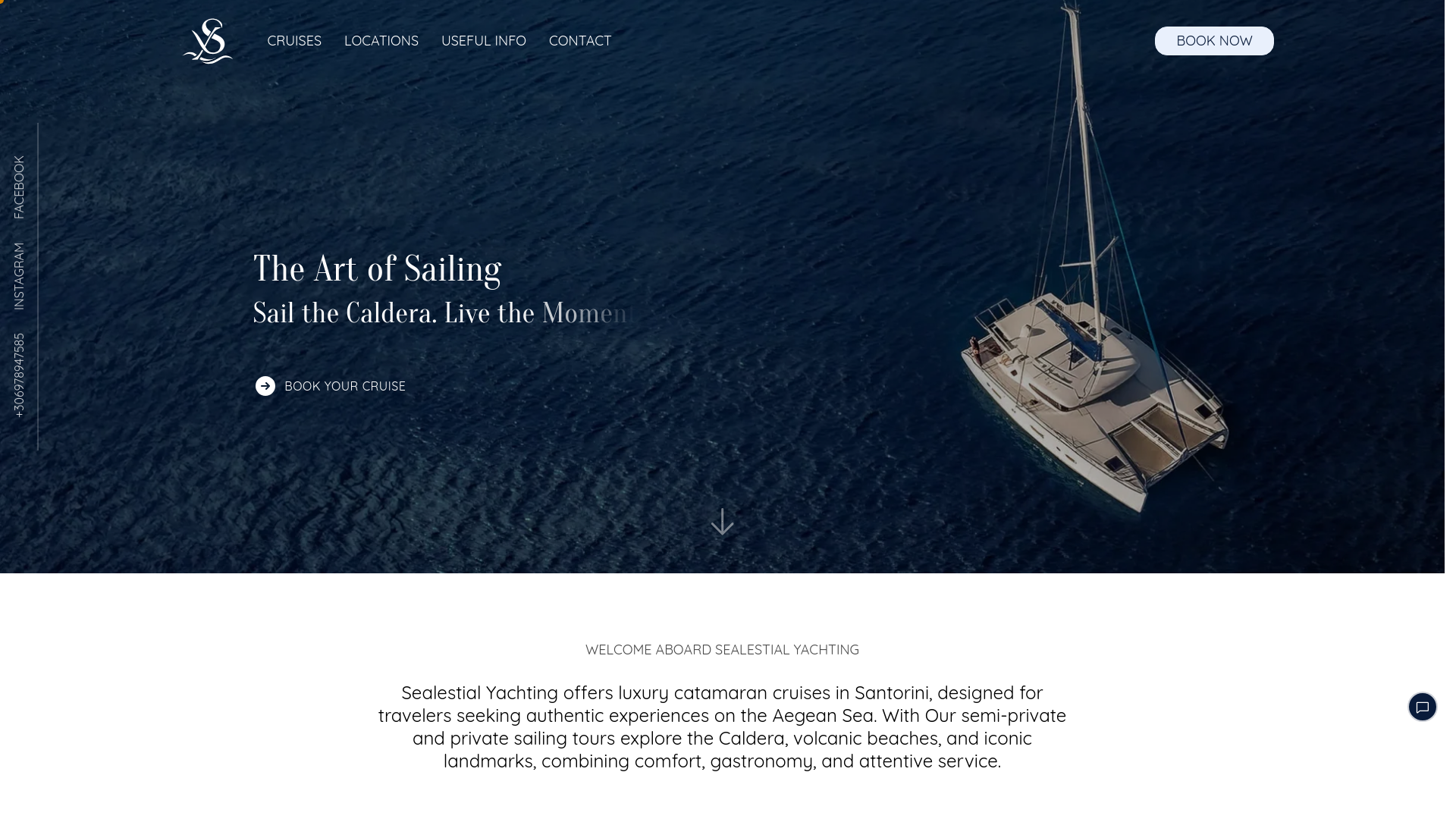 website screenshot of https://sealestialyachting.com/