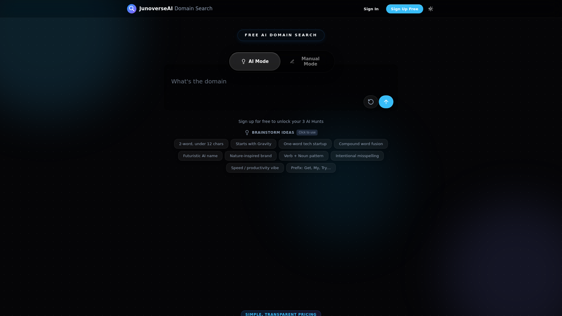 website screenshot of https://junoverse-ai-domain.pages.dev/