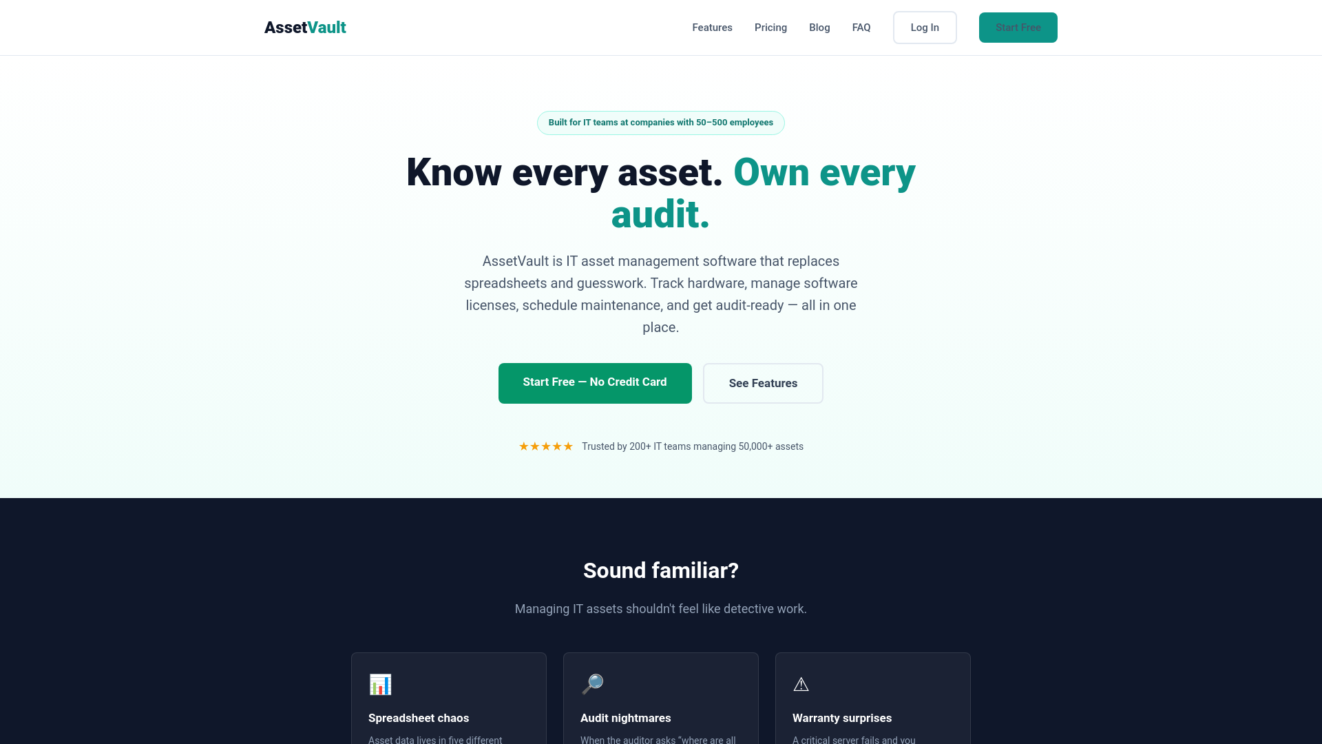 website screenshot of https://getassetvault.com