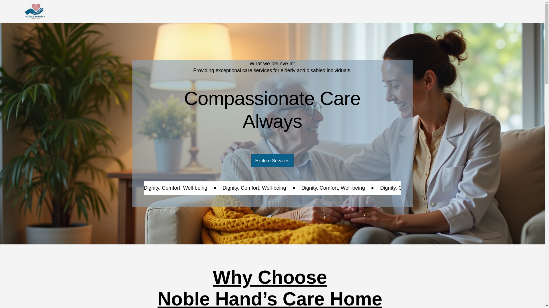 website screenshot of https://noblehandscarehome.com/