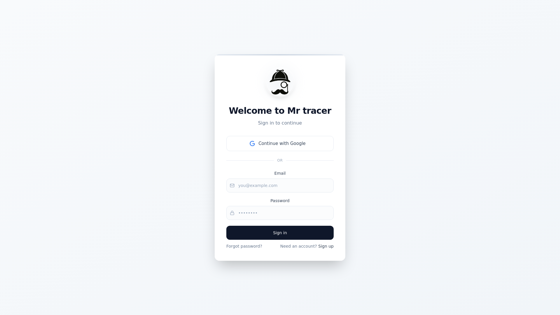 website screenshot of https://mrtracer.com/