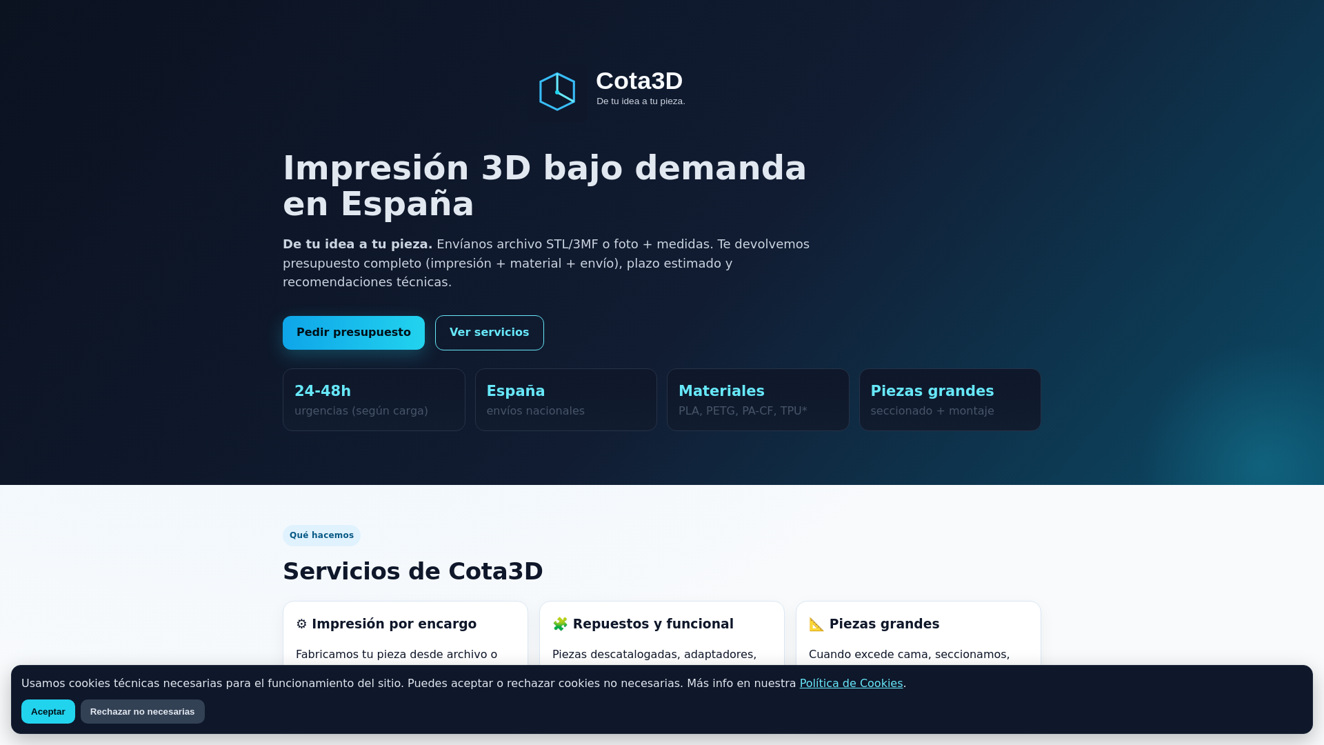 website screenshot of https://cota3d-web.pages.dev/