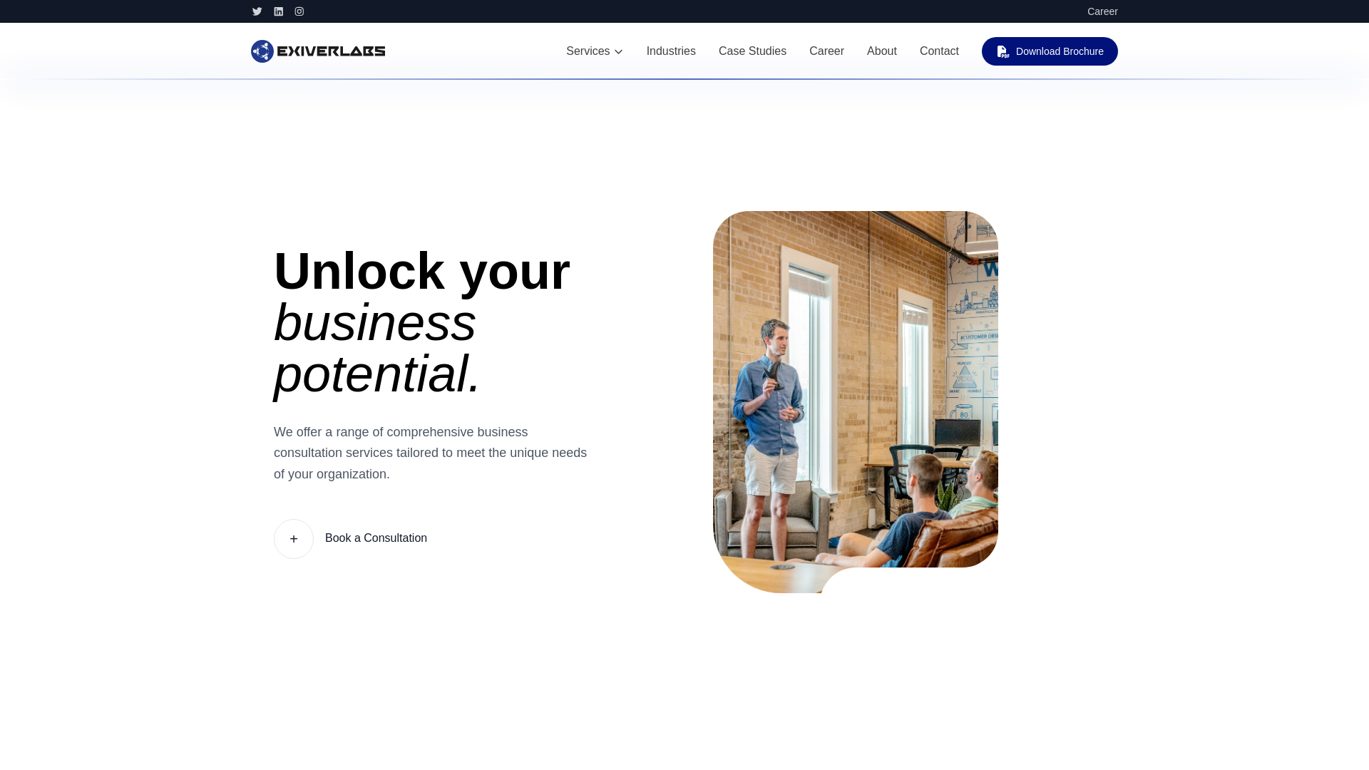 website screenshot of https://exiverlabs.co.in