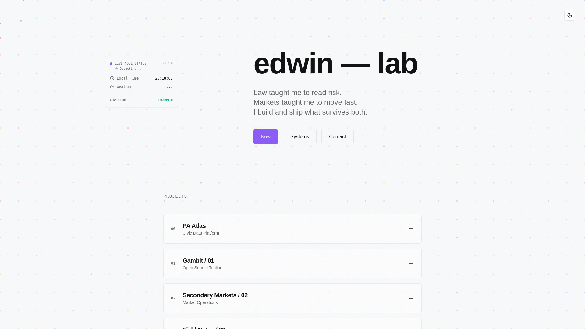 website screenshot of https://edwinlab.io/