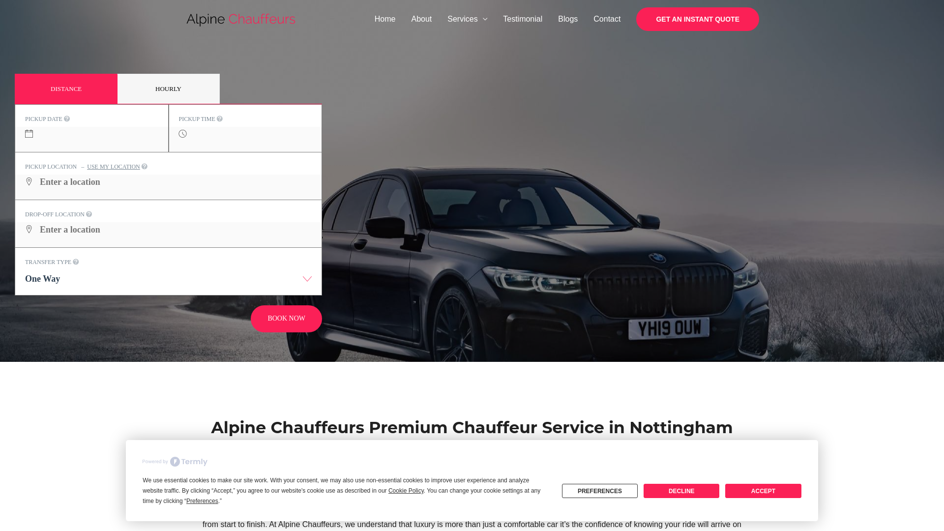 website screenshot of https://alpinechauffeurs.co.uk/