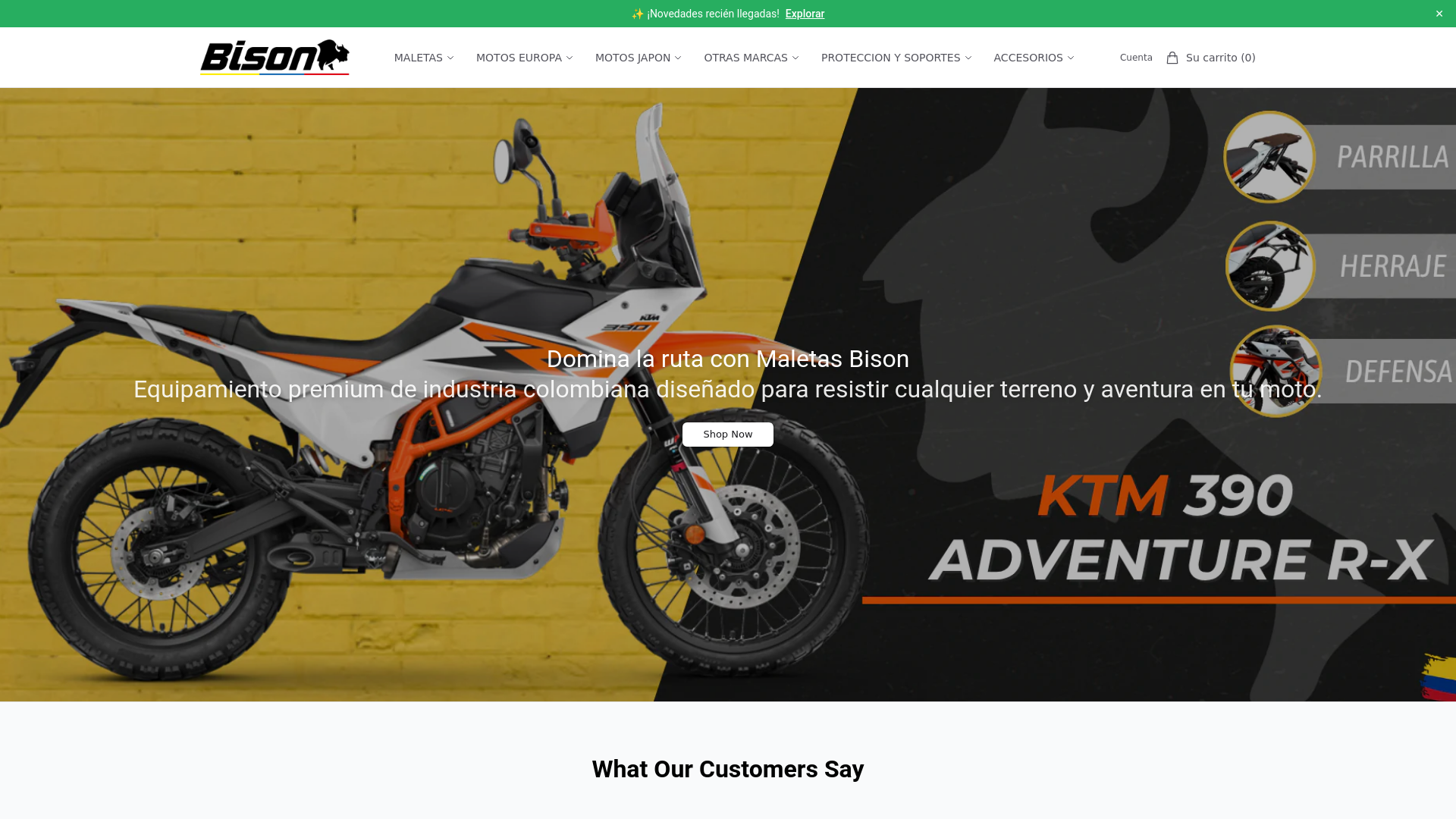 website screenshot of https://maletasbisonhq.shop/