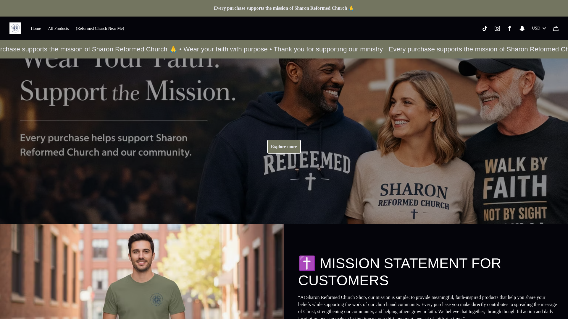 website screenshot of https://reformedcollective.store