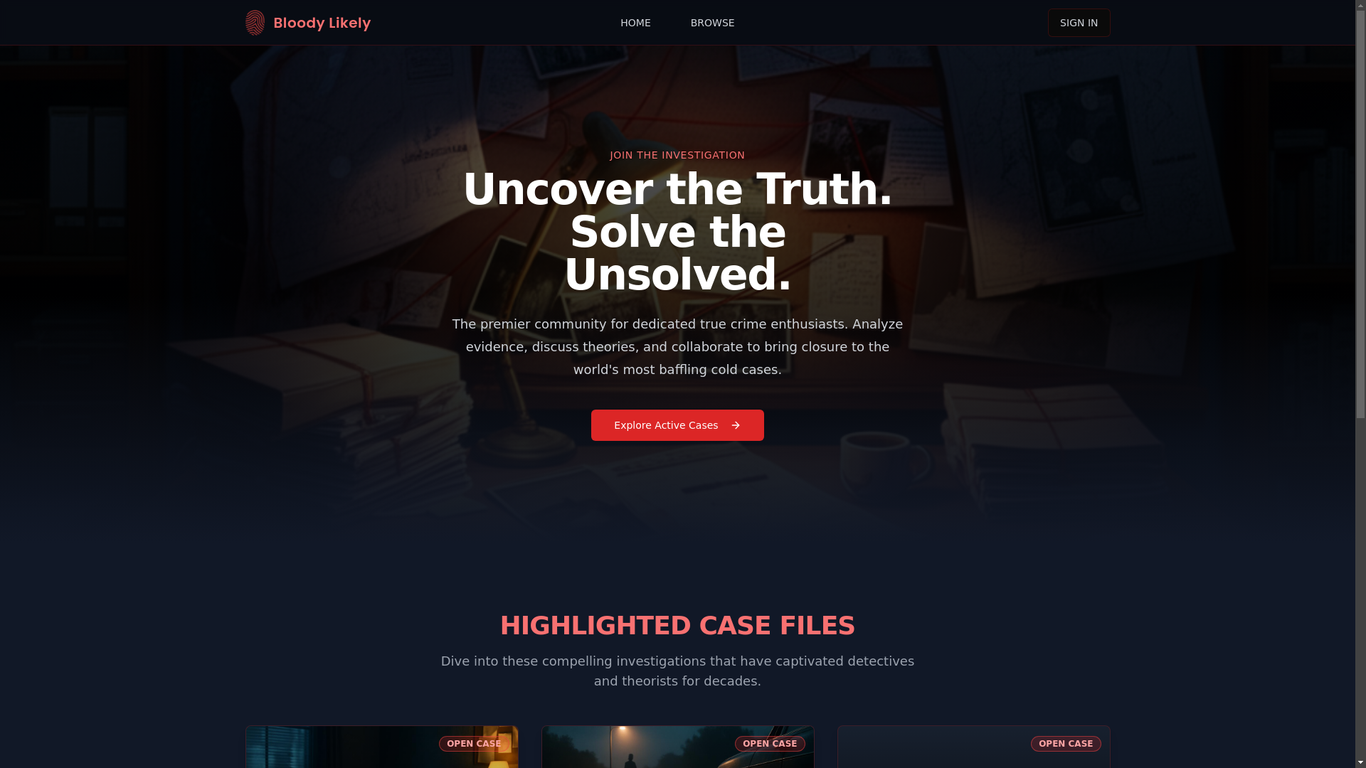 website screenshot of https://www.bloodylike.ly/