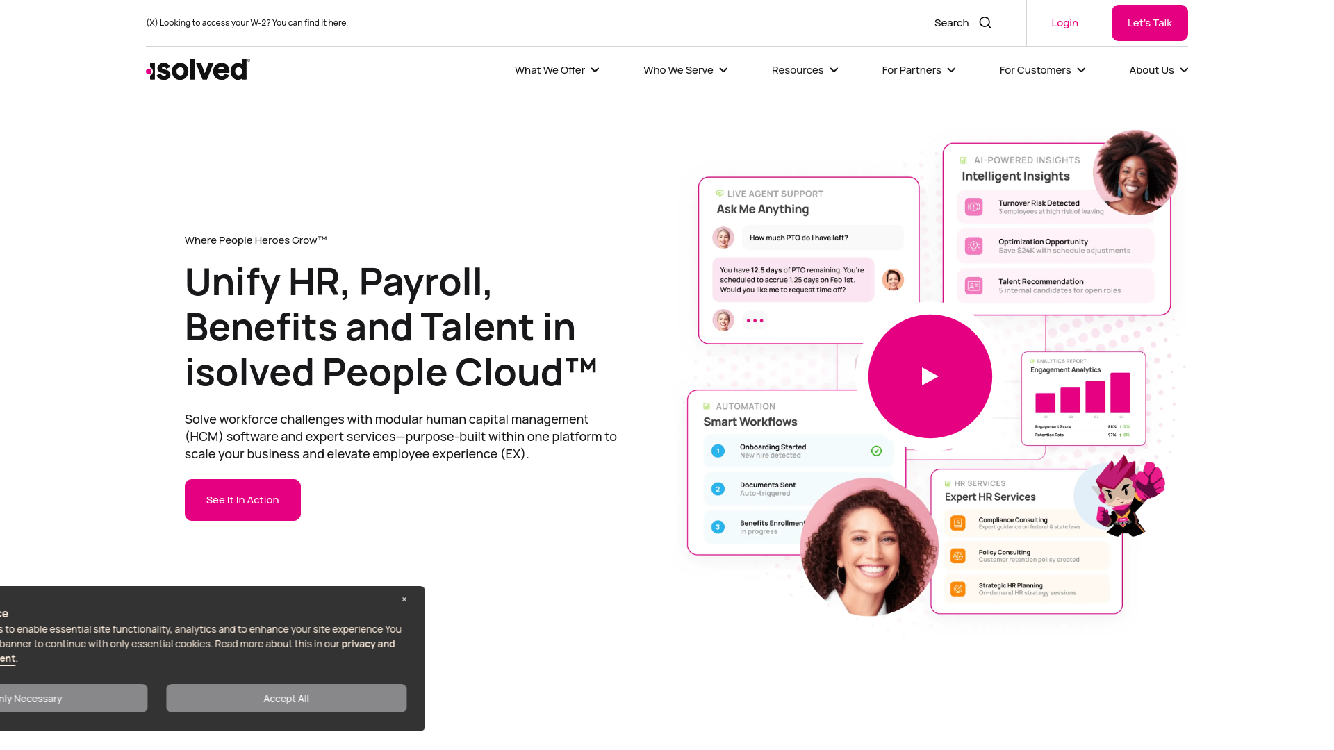 website screenshot of https://isolvedpayrollservices.com/