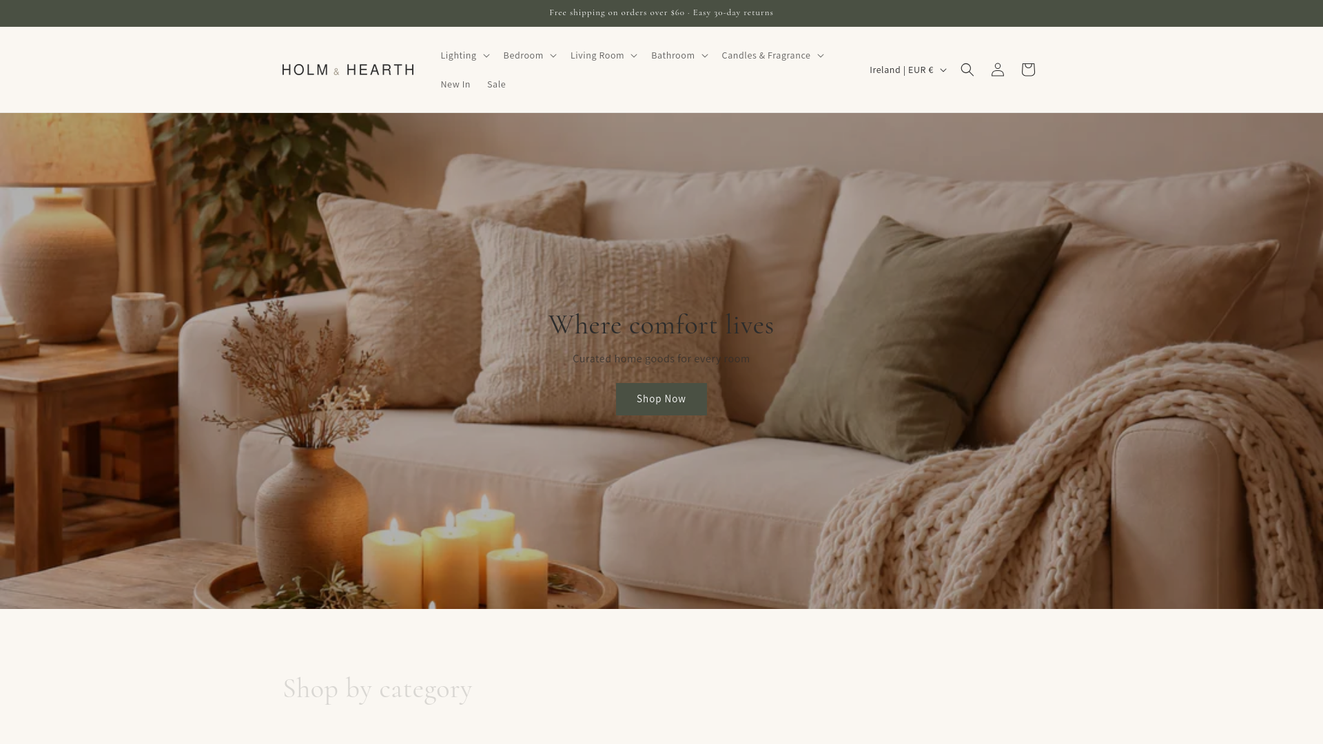 website screenshot of https://holmandhearth.com/